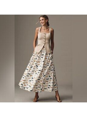 NWT Size 3X - Anthro The Jacie Poplin Cotton Printed Maxi Skirt (NWT US$ 148)